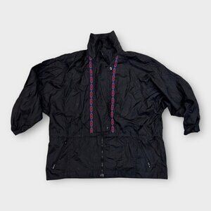 Vintage Oversized Black Windbreaker | women's L